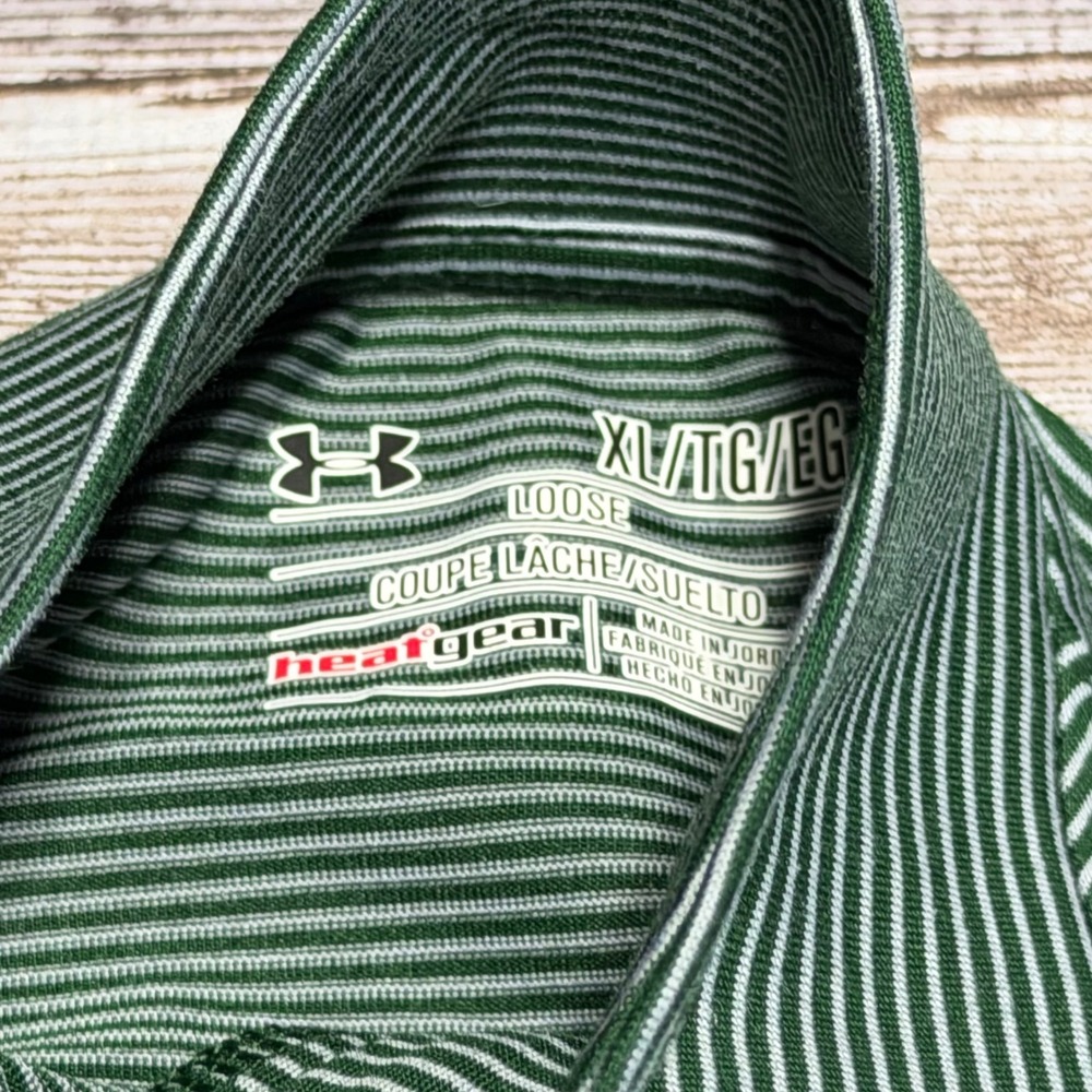 Under Armour Quarter Zip Pullover Mens XL Green Striped Minnesota Wild HeatGear - Picture 4 of 6